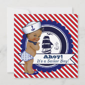 Afro-Amerikaanse jongen Nautical Baby Shower Kaart (Voorkant)