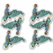 Afro-Amerikaanse jongens op vliegende vis Sticker (Voorkant)