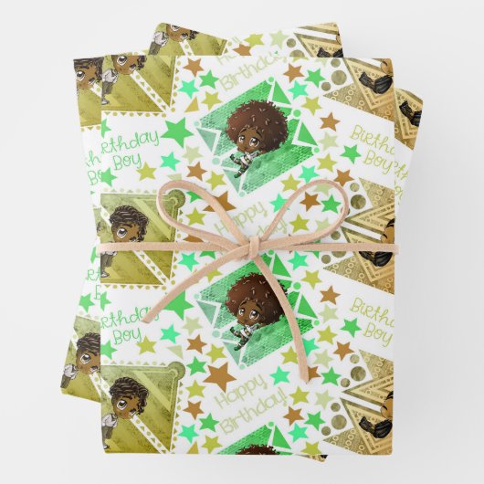 Afro-Amerikaanse jongens op witte achtergrond Inpakpapier Vel (In situ)