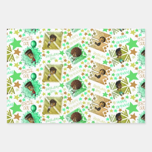 Afro-Amerikaanse jongens op witte achtergrond Inpakpapier Vel (Voorkant 3)