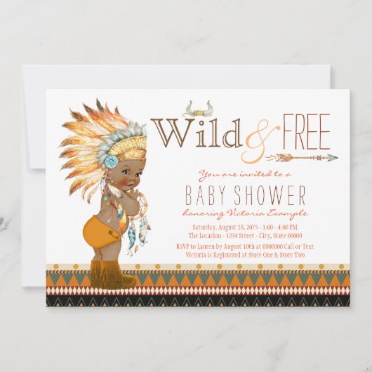 Afro-Amerikaanse jongens tribal boho Baby shower Kaart (Voorkant)