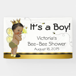 Afro-Amerikaanse jonger bij baby shower met bijen Spandoek