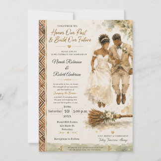 Afro-Amerikaanse 'Jumping the Broom' Aquarel Kaart
