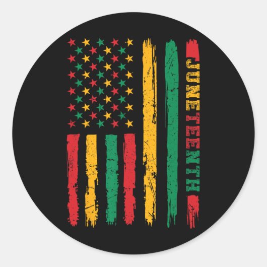 Afro-Amerikaanse Juneteenth Flag 1865 Vrijheidsdag Ronde Sticker (Voorkant)