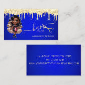 Afro-Amerikaanse kapper Glitter Druppelt Blauw Visitekaartje (Voorkant / Achterkant)