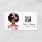 Afro-Amerikaanse kapper QR-code visitekaartje (Voorkant)