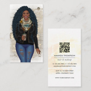 Afro-Amerikaanse kapper QR-code Visitekaartje
