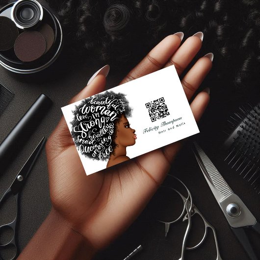 Afro-Amerikaanse kapper QR-code visitekaartje