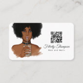 Afro-Amerikaanse kapper QR-code visitekaartje (Voorkant)