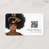 Afro-Amerikaanse kapper QR-code visitekaartje (Voorkant)