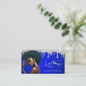 Afro-Amerikaanse kapper Silver Glitter Drips Visitekaartje (Staand voorkant)