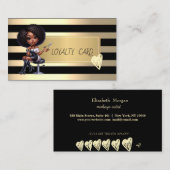 Afro-Amerikaanse kapper strepen, gouden harten Klantenkaartje (Voorkant / Achterkant)