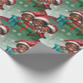 Afro-Amerikaanse Kerst Elf Cadeaupapier (Hoek)