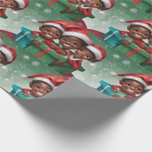Afro-Amerikaanse Kerst Elf Cadeaupapier (Hoek)