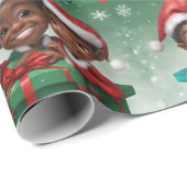 Afro-Amerikaanse Kerst Elf Cadeaupapier (Rol Hoek)
