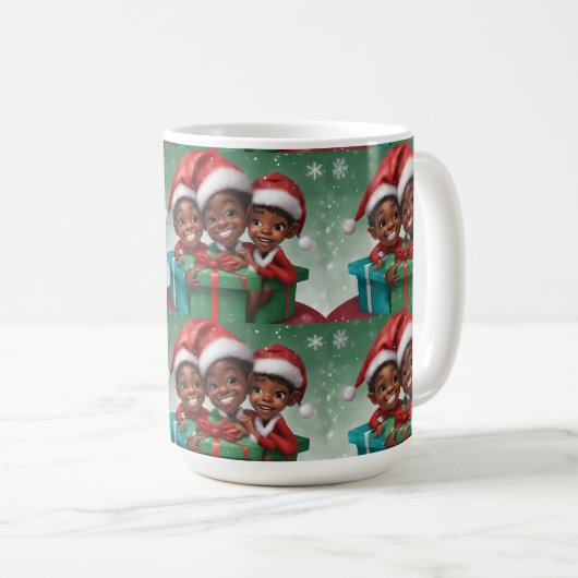 Afro-Amerikaanse Kerst Elf Koffiemok (Voorkant rechts)