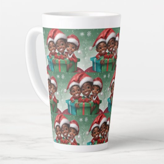 Afro-Amerikaanse Kerst Elf Latte Mok (Linkerhoek)