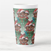 Afro-Amerikaanse Kerst Elf Latte Mok (Voorkant)