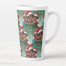 Afro-Amerikaanse Kerst Elf Latte Mok