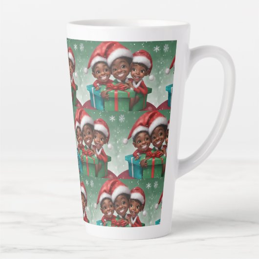 Afro-Amerikaanse Kerst Elf Latte Mok (Rechts)
