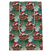 Afro-Amerikaanse Kerst Elf Medium Cadeauzakje (Achterkant)