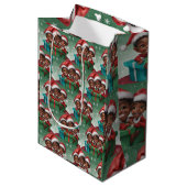 Afro-Amerikaanse Kerst Elf Medium Gift Bag Cadeauzakje (Voorkant Gekanteld)