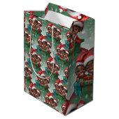 Afro-Amerikaanse Kerst Elf Medium Gift Bag Medium Cadeauzakje (Achterkant Gekanteld)