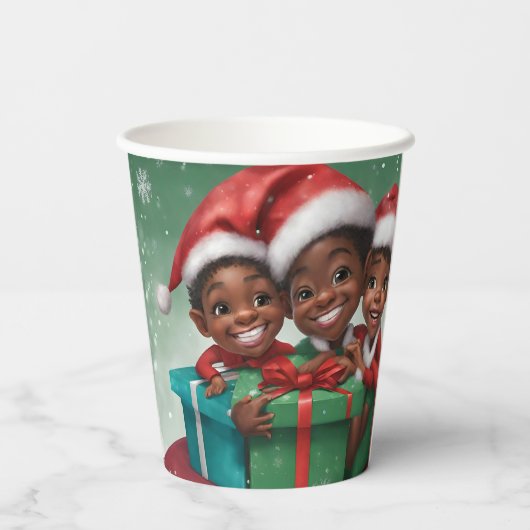 Afro-Amerikaanse Kerst Elf Papieren Bekers (Achterkant)