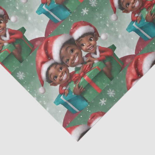 Afro-Amerikaanse Kerst Elf Tissuepapier (Detail)