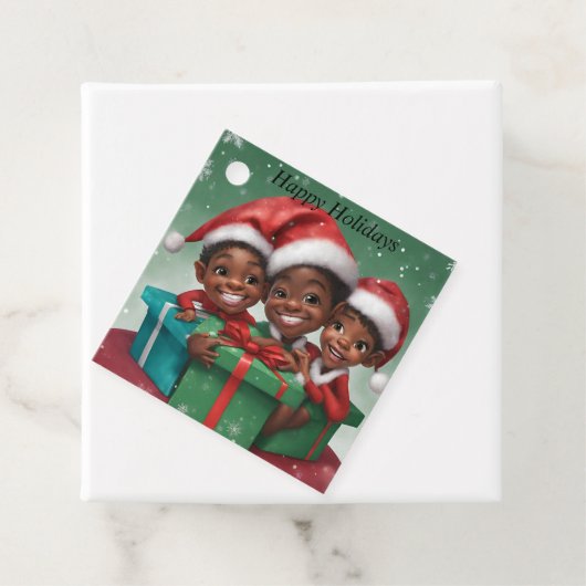 Afro-Amerikaanse Kerst Elfs Bedankjes Labels (In situ)