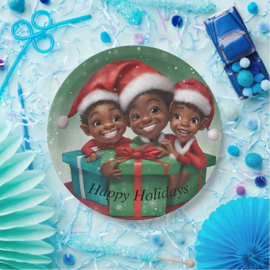 Afro-Amerikaanse Kerst Elfs Papieren Bordje (Feest)