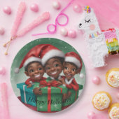 Afro-Amerikaanse Kerst Elfs Papieren Bordje (Feest)