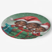 Afro-Amerikaanse Kerst Elfs Papieren Bordje (Gekanteld)