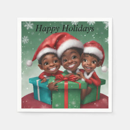 Afro-Amerikaanse Kerst Elfs Servet