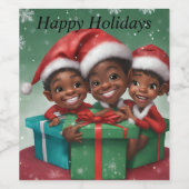 Afro-Amerikaanse Kerst Elfs Wijn Etiket (Enkel label)