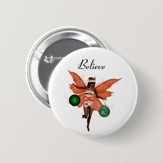 Afro-Amerikaanse Kerst Fairy Pin Button (Voorkant /achterkant)