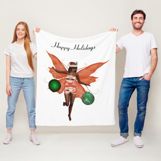 Afro-Amerikaanse kerst fee fleece deken (In situ)