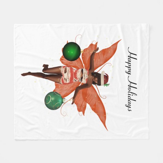 Afro-Amerikaanse kerst fee fleece deken (Voorkant (Horizontaal))