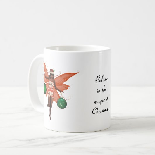 Afro-Amerikaanse kerst fee koffie Mok (Voorkant links)