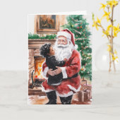 Afro-Amerikaanse kerst Kaart met kind en kerstman (Gele Bloem)