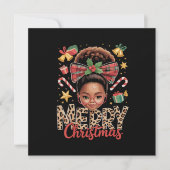 Afro-Amerikaanse Kerst Messy Bun Black Mom Feestdagenkaart (Voorkant)
