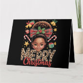 Afro-Amerikaanse Kerst Messy Bun Black Mom Kaart (Voorkant)