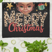 Afro-Amerikaanse Kerst Misbundel Zwarte Moeder Theedoek (Gevouwen)