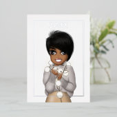 Afro-Amerikaanse Kerst/Nieuwjaar Zilver Folie Feestdagenkaart (Staand Voorkant)