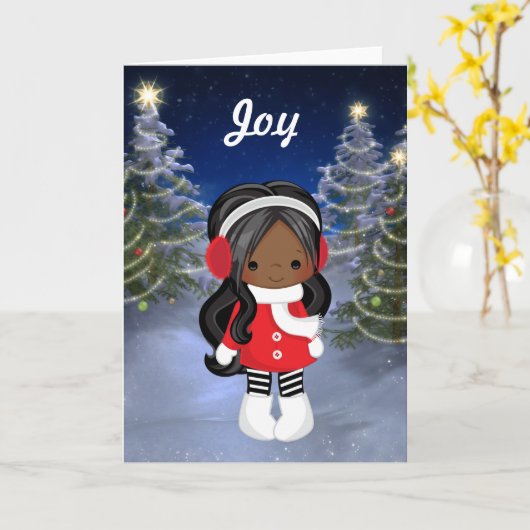 Afro-Amerikaanse kerst wenskaart Kaart (Gele Bloem)