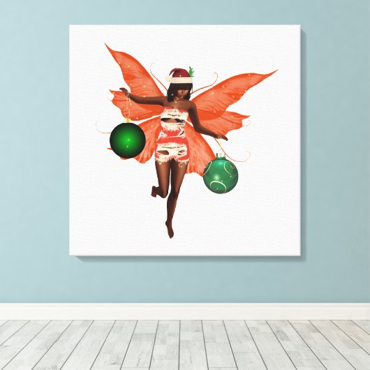 Afro-Amerikaanse Kerstfee Canvas Wall Art (Insitu (Houten vloer))