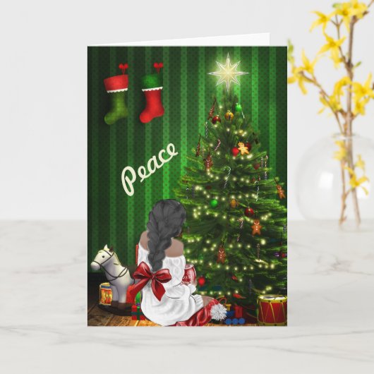 Afro-Amerikaanse kerstkaart Kaart (Gele Bloem)