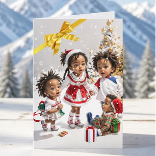Afro-Amerikaanse Kerstkaart voor kinderen Kaart