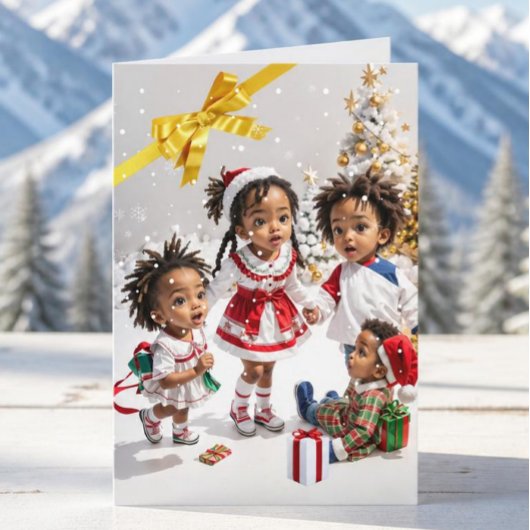 Afro-Amerikaanse Kerstkaart voor kinderen Kaart