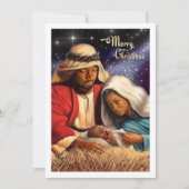Afro-Amerikaanse kerstkaarten met kerststal Feestdagenkaart (Voorkant)